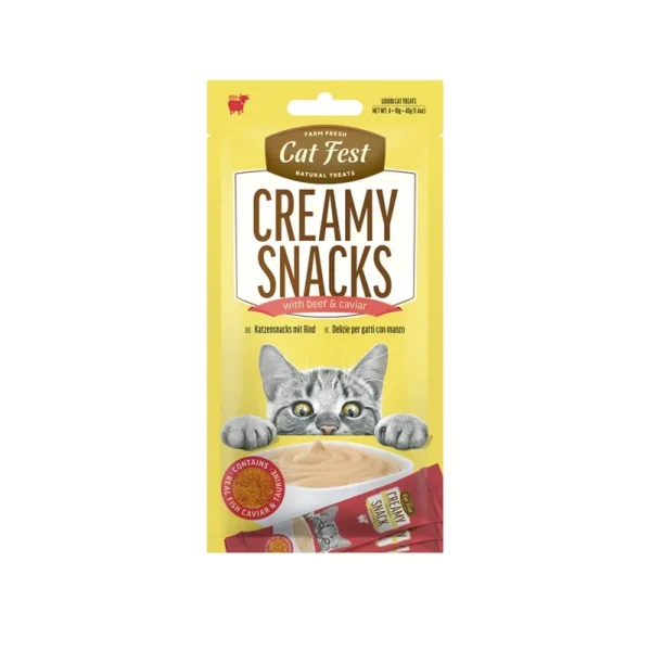 Λιχουδιές Κρεμώδεις γάτας βοδινό-χαβιάρι 4x10gr