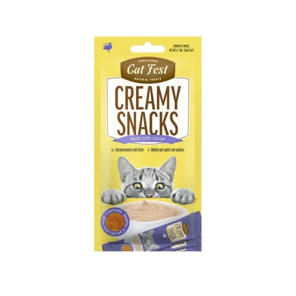 Λιχουδιές Κρεμώδεις γάτας πάπια-χαβιάρι 4x10gr