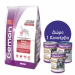 Gemon Dog Adult Mini Salmon & Rice 3kg + Δώρο 1 Κονσέρβα Gemon