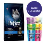 Reflex Plus Medium/Large Adult Salmon 3kg + Δώρο 1 Λιχουδιά Moments
