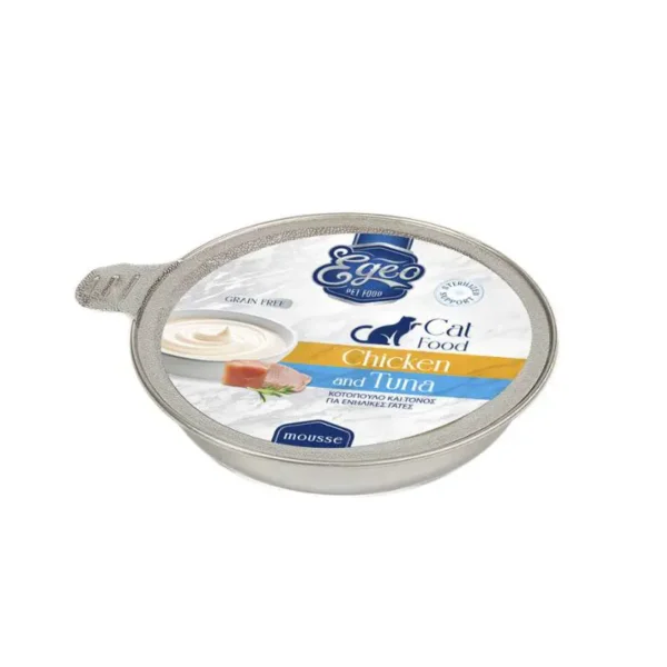 Egeo Υγρή Τροφή Γάτας Adult Κοτόπουλο & Τόνος Mousse 50gr