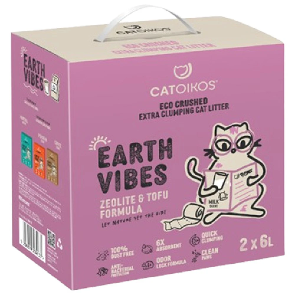 20413 Αμμος Γάτας Catoikos Earth Vibes Tofu & Zeolite Milk Scent 12lt - Image 1