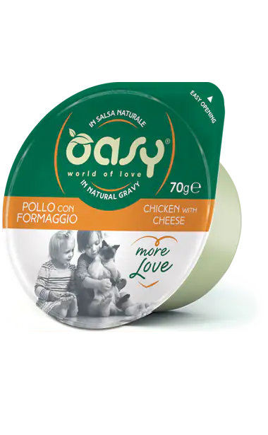 oasy chicken cheese Oasy More Love Cat Green Cup σε σάλτσα με κοτόπουλο και τυρί 70 gr - Image 1