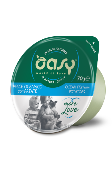 Oasy More Love Cat Green Cup σε σάλτσα με ψάρια του ωκεανού και πατάτα 70 gr