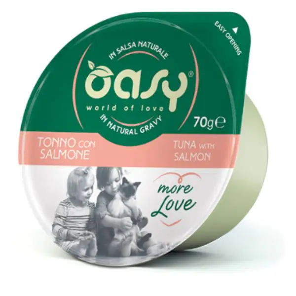 Oasy More Love Cat Green Cup σε σάλτσα με τόνο και σολομό 70 gr