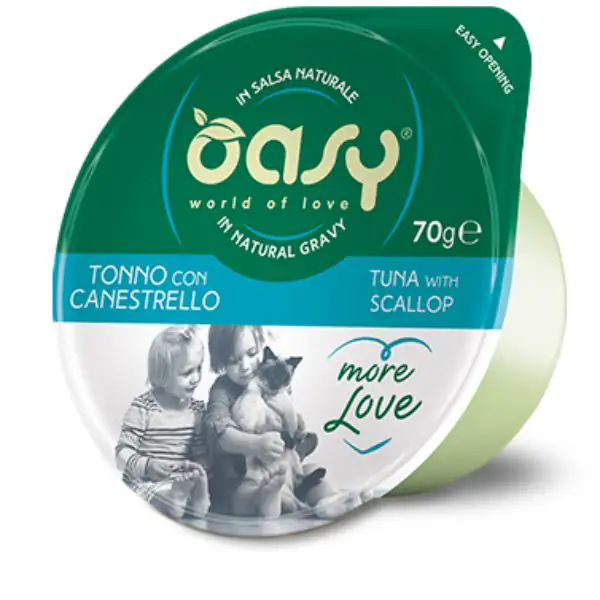 oasy tuna scalop Oasy More Love Cat Green Cup σε σάλτσα με τόνο και χτένι 70 gr - Image 1